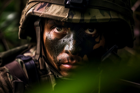 特种兵训练丛林作战特种兵肖像背景