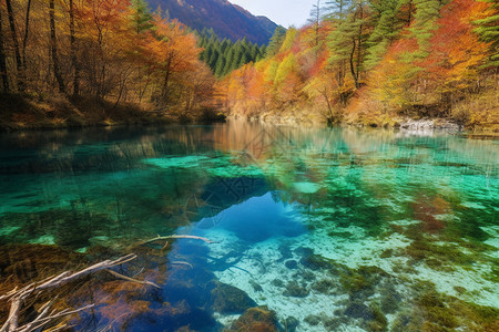 彩色的湖水背景图片