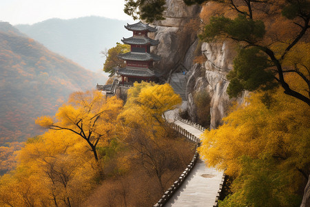 秋季的仙塘山景观高清图片