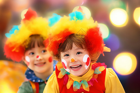 愚人节促销打扮成小丑的孩子背景