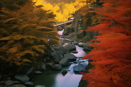秋天光雾山的景观背景图片
