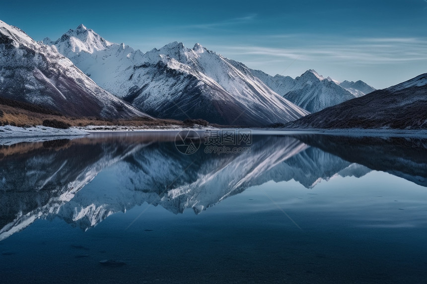 美丽的雪山倒影图片