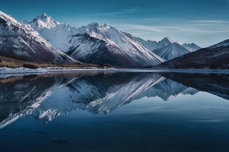 美丽的雪山倒影背景图片