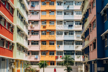 彩色的城市建筑图片