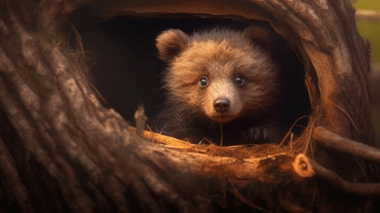 可爱棕熊舒适的小熊窝设计图片