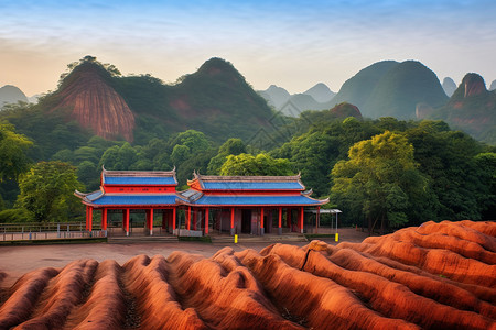 原始地貌丹霞山原始森林的自然景观背景