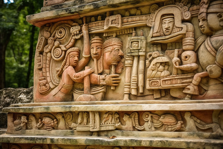 玛雅城市考古雕刻高清图片