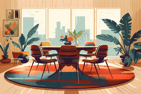 会议室地毯会议室的彩色地毯插画