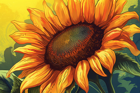 明亮的向日葵插图背景图片