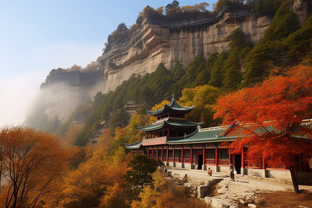 圣塘景区秋季仙塘山的自然景观背景