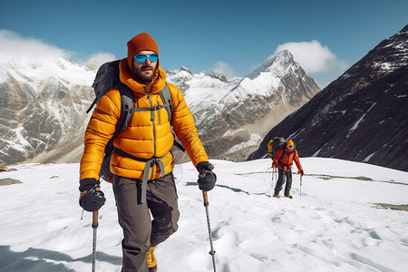 最高峰海拔的登山者高清图片