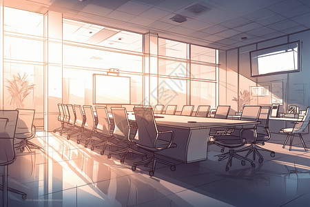 现代简约的会议室背景图片