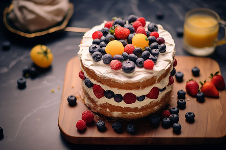 生日水果蛋糕美味的水果蛋糕背景