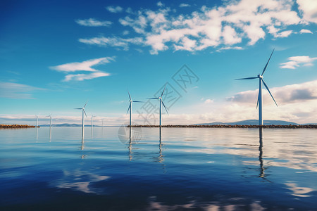 海上风力发电的美丽图片