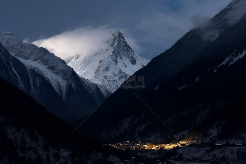 冬天山峰雪山风景图片