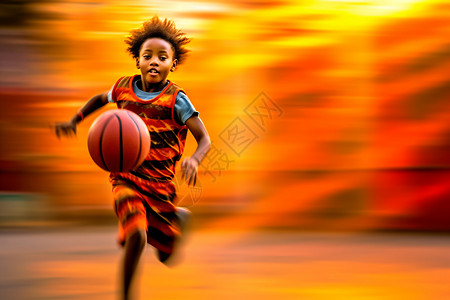 黑色动图素材运球的男孩动态图背景