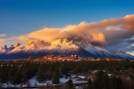 雪山的唯美风景背景图片