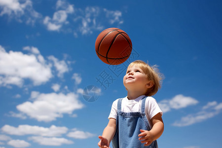 儿童喜欢喜欢篮球的可爱儿童背景