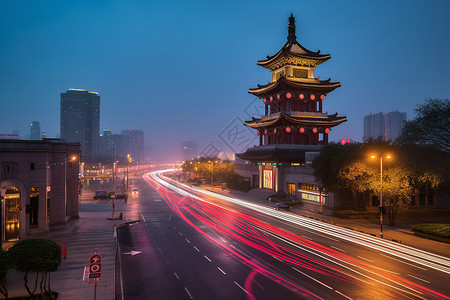 历史城市的夜景背景图片