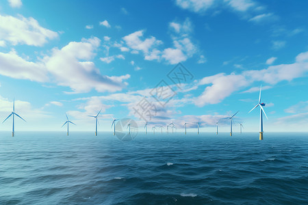 海上风力发电的涡轮机图片