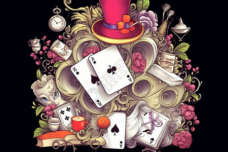 抽象扑克牌插图背景图片