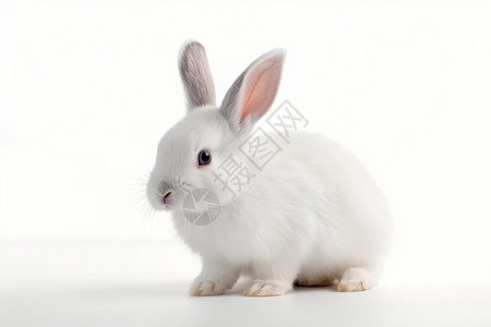 白色背景上的小白兔背景图片
