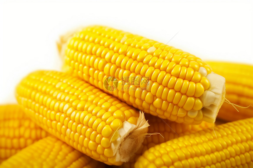 白色背景上的甜玉米图片