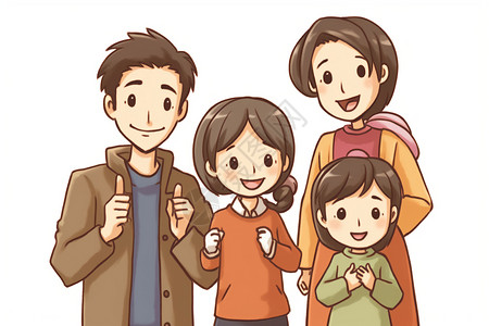 成员幸福家庭的艺术插图插画