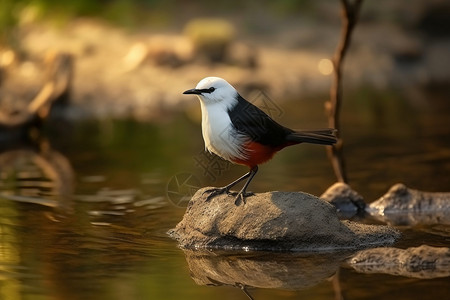 白帽小溪的水禽鸟背景