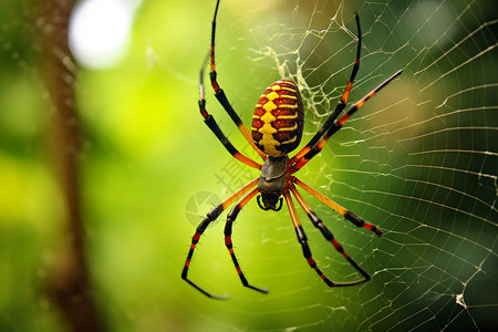 丛林中的金蜘蛛背景图片