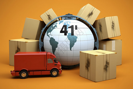 货车送货国际快递物流设计图片