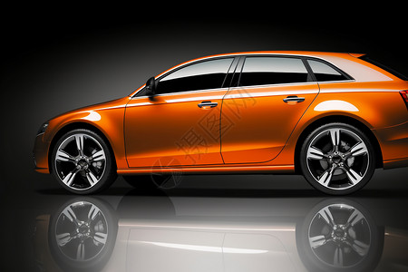 轮胎侧面橙色豪华汽车设计图片