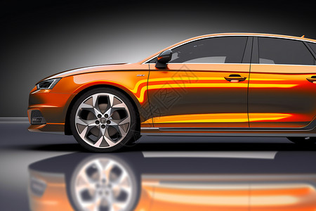 轮胎侧面橙色汽车展示设计图片