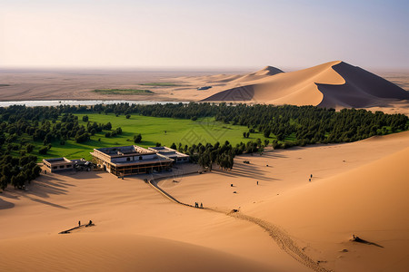 沙漠绿洲风景背景图片