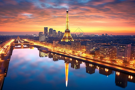 巴黎天际线埃菲尔铁塔背景