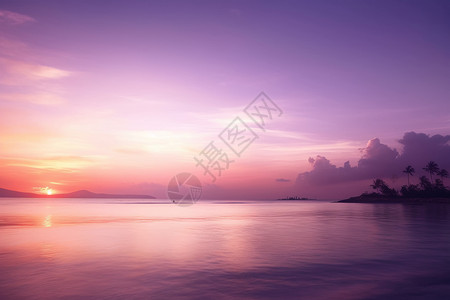 日落和大海晚霞紫色天空大海设计图片