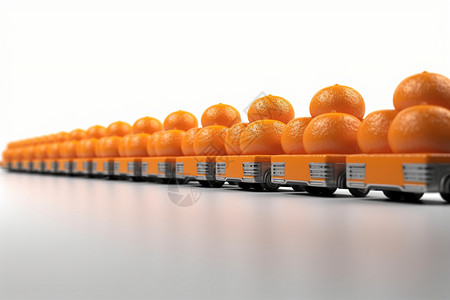 白色的许多许多橘子停在白色背景上的一排设计图片