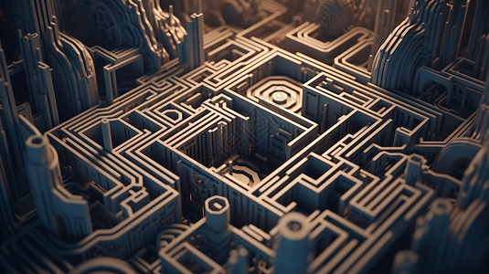 抽象3D立体迷宫背景图片