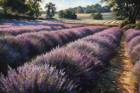 一大片紫色的薰衣草背景图片