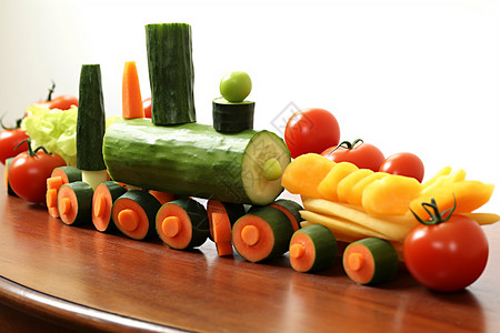 黄瓜胡萝卜番茄火车图片