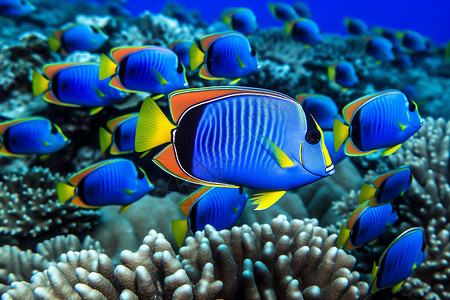 海底的热带鱼背景图片