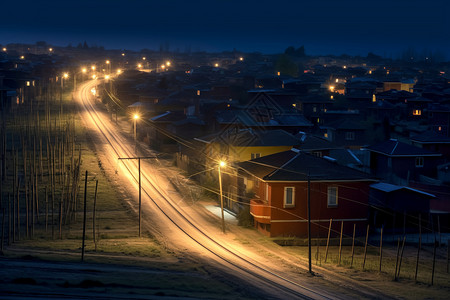 夜景城镇里的建筑图片