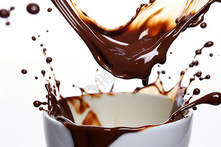 美味巧克力可可喷射飞溅饮料设计图片