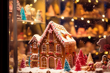 甜品烘培屋手工制作的圣诞节房屋甜品背景