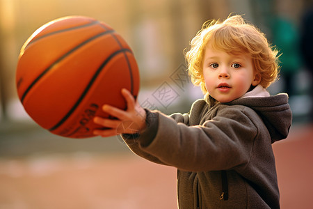 喜爱篮球的孩子图片