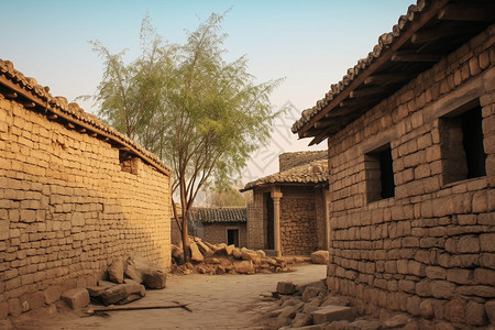 古典村庄建筑背景图片