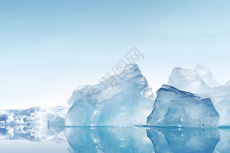 冰山倒影抽象的3D冰块设计图片