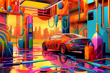 抽象的洗车场插图插画