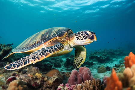 生态海洋环境中的大海龟背景