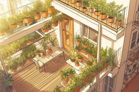 阳台上的植物背景图片
